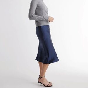 Quince Washable Silk Skirt Navy